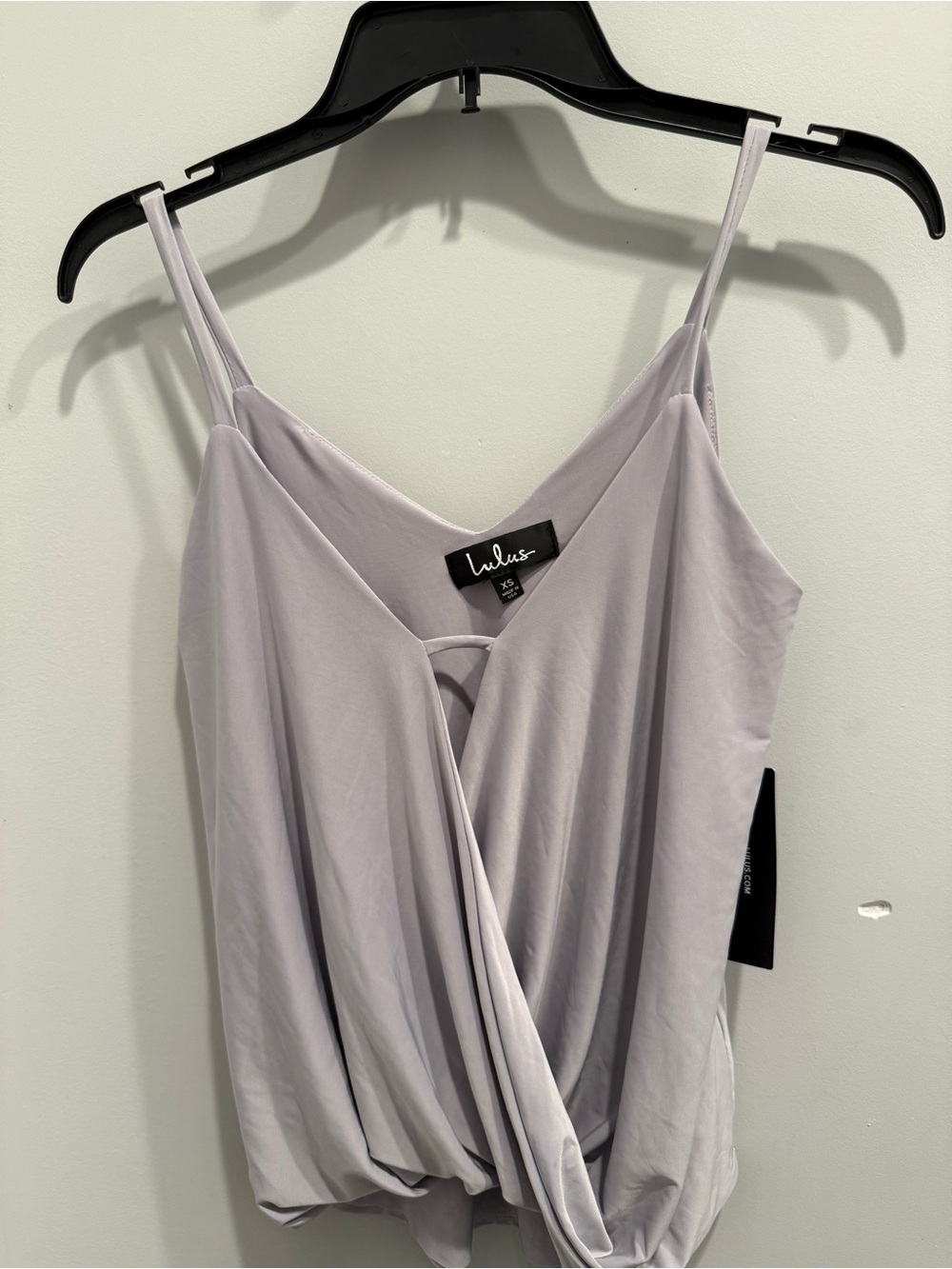 Lulu's gray Lavender Twist-Front Spaghetti Strap Top camisole